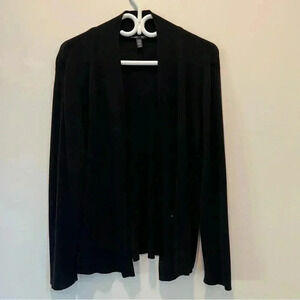 Eileen Fisher Black Long Sleeve Cardigan 100% Merino Wool size L